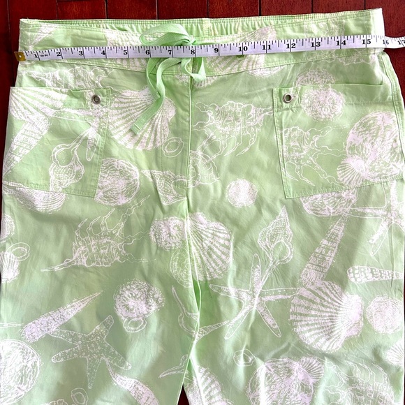Sun Bay Women’s Lime Green Seashell Print Capri Pants Size Small Petite. - Picture 5 of 7